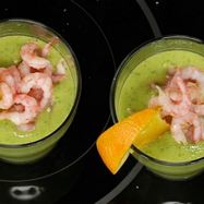 Рецепт Холодного супа из авокадо с креветками