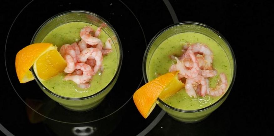 Рецепт холодного супа из авокадо с креветками