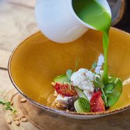 Рецепт Холодного супа из зеленого горошка с домашним сыром