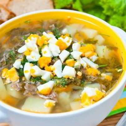 Куриный суп со щавелем