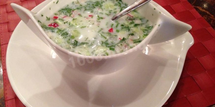 Рецепт легкого супа окрошка с черемшой на кефире