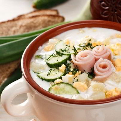 Летняя окрошка с ветчиной