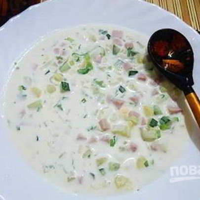 Окрошка классическая с колбасой на майонезе