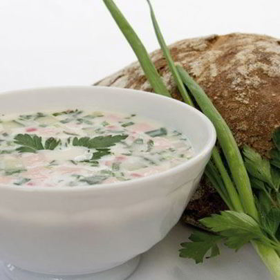 Окрошка классическая с колбасой на воде