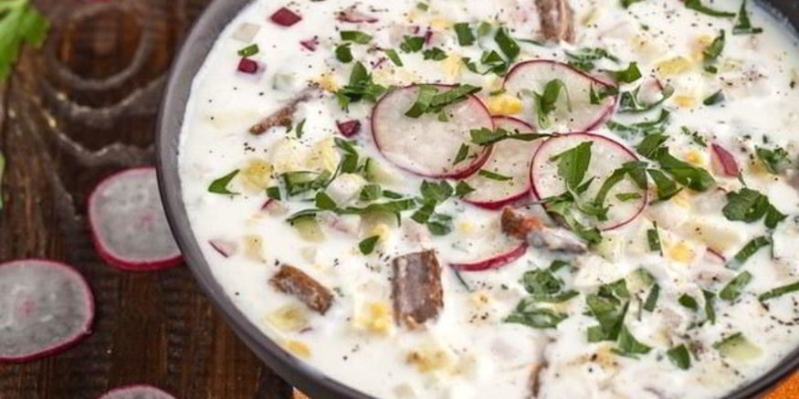 Рецепт окрошки на бульоне из говядины