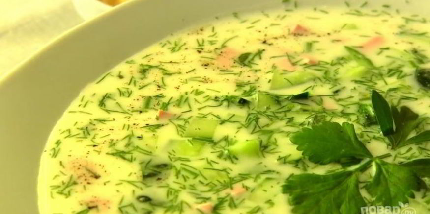 Рецепт окрошки на кефире с горчицей