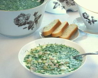 Окрошка на сыворотке с куриной грудкой