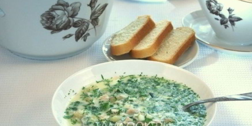 Рецепт окрошки на сыворотке с куриной грудкой