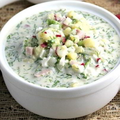 Окрошка на воде и сметане