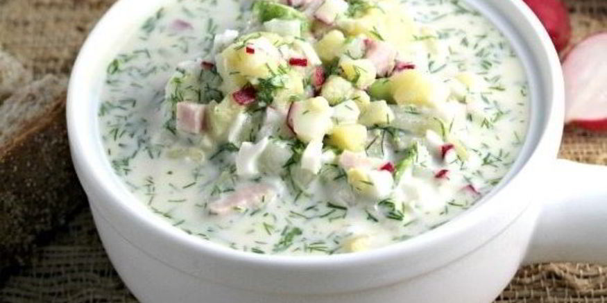 Рецепт окрошки на воде и сметане