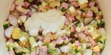 окрошка с колбасой на уксусе