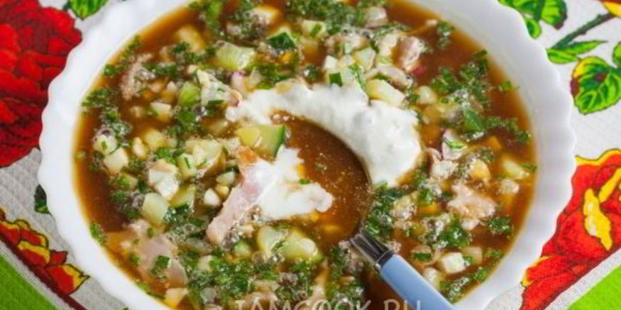 Рецепт окрошки с копченого курицея