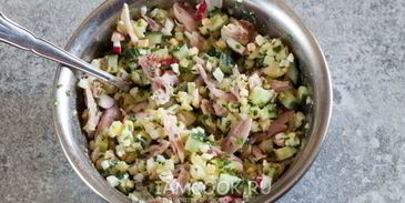 окрошка с копченой курицей