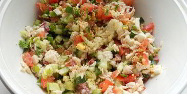 окрошка с курицей и помидорами