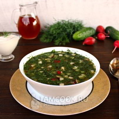 Окрошка с курицей на квасе