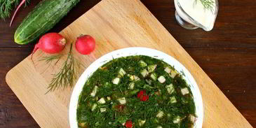 окрошка с курицей на квасе