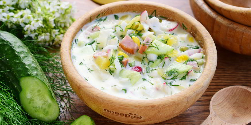 Рецепт окрошки с ветчиного