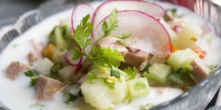 Рецепт окрошки с водой, сметаной и редисом