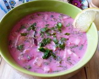 Окрошка со свеклой и мацони