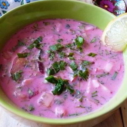 Окрошка со свеклой и мацони