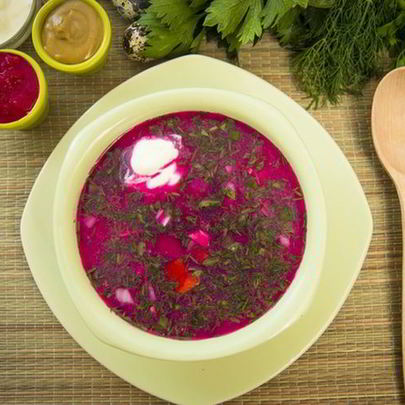 Окрошка со свеклой