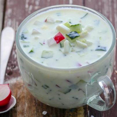 Вегетарианская окрошка на кефире