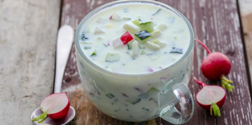 Рецепт вегетарианской окрошки на кефире