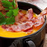 Рецепт Овощного крема-супа жареным беконом