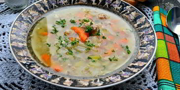 овощной суп с гречкой и куриным фаршем
