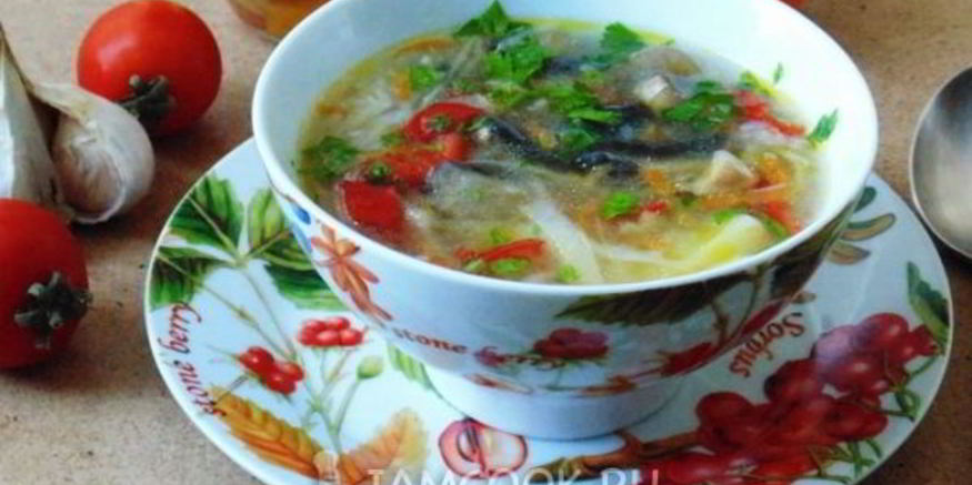 Рецепт овощного супа с грибами