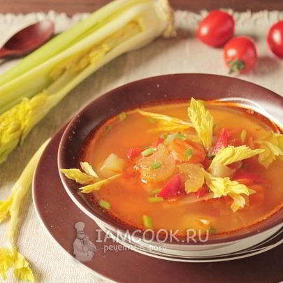 Постный овощной суп с сельдереем