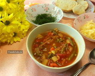 Суп Минестроне с беконом и стручковой фасолью