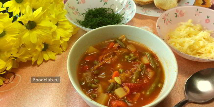 Рецепт супа минестроне с беконом и стручковой фасолью