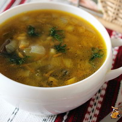 Постный рассольник с грибами