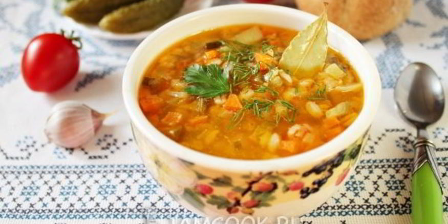 Рецепт постного рассольника с перловкой