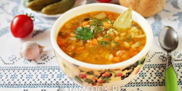 постный рассольник с перловкой