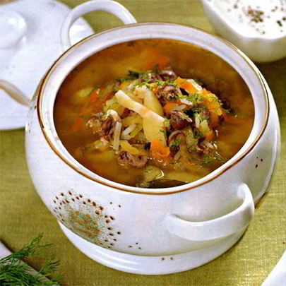 Рассольник из куриных потрошков