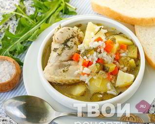 Рассольник на курином бульоне