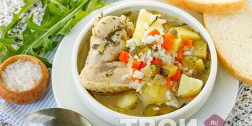 рассольник на курином бульоне
