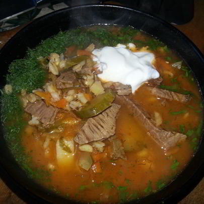 Рассольник с говядиной