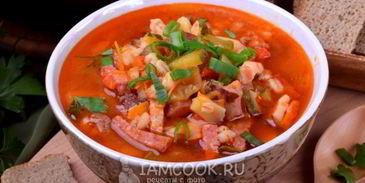 рассольник с копченостями