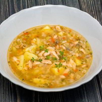 Рассольник с красной рыбой