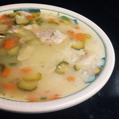 Рассольник с курицей и рисом