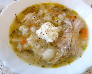 Рассольник с перловкой