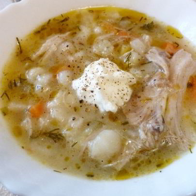 Рассольник с перловкой