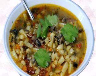 Рассольник с почками и солеными грибами