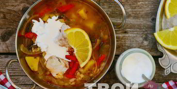 рассольник с рисом и рыбой