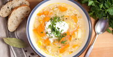 рассольник с рыбой и перловой крупой