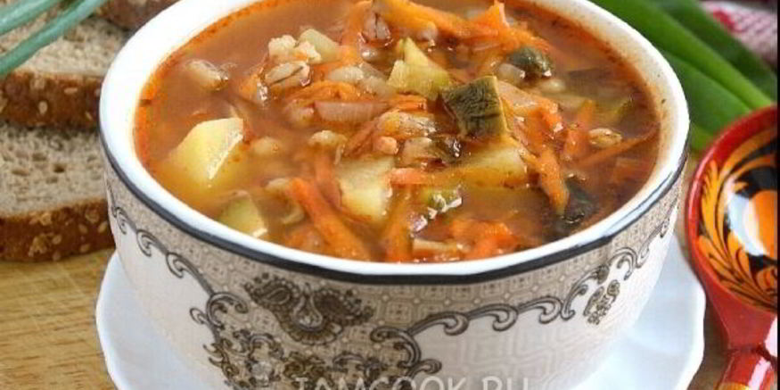 Рецепт вегетарианского рассольника с сушеными грибами