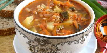 вегетарианский рассольник с сушеными грибами